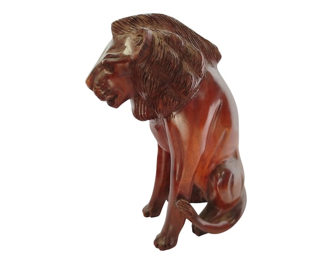 Hand-Carved Wooden Lion Figurine - Majestic African Art Decor|Traditional Decor|home Decor