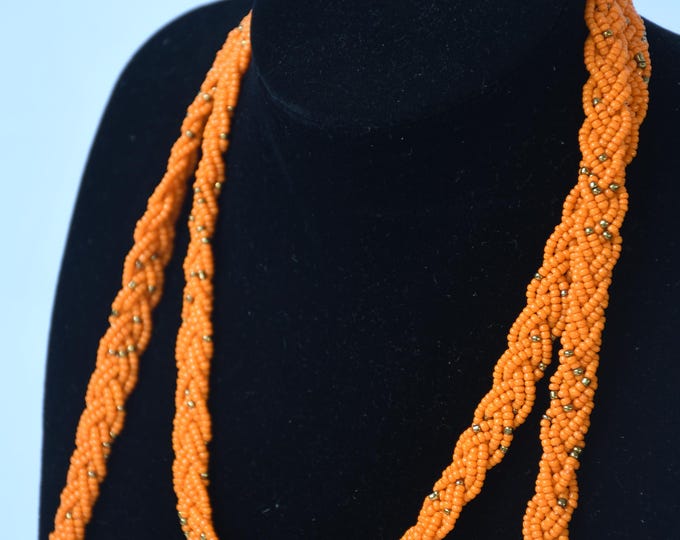 On sale  Vibrant Orange Beaded Necklace, African Necklace | Maasai Traditional | Gift for Her