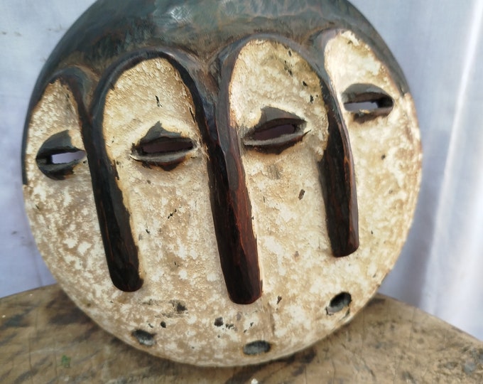 Unique Three-Faced Lega Mask - DRC Handcrafted Mask Art gift wood Wall Hanging Home Decor