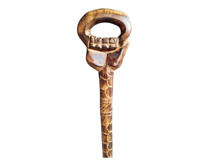 On Sale!! Hand-Carved Jacaranda Walking Stick with Intricate Animal Motif Handle Gentleman Royalty