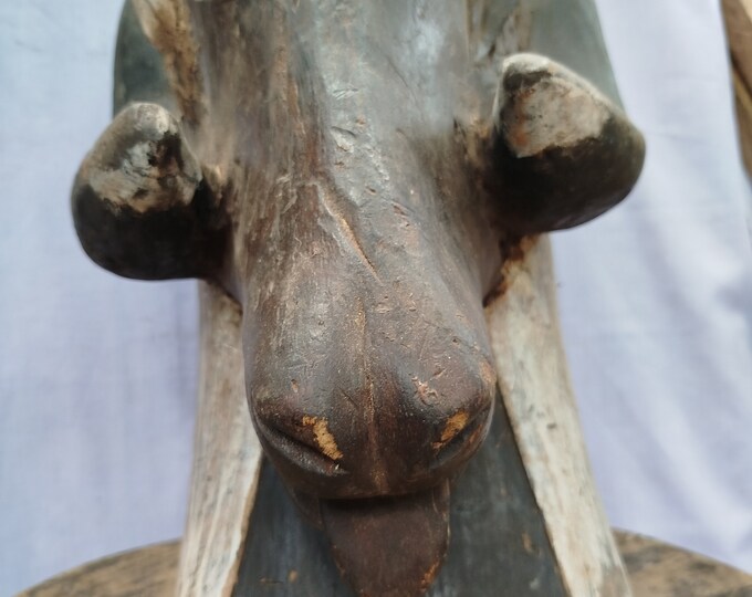 Antique West Africa 4 Horns Mask - DRC (Democratic Republic of Congo) Art gift wood Wall Hanging Home Decor