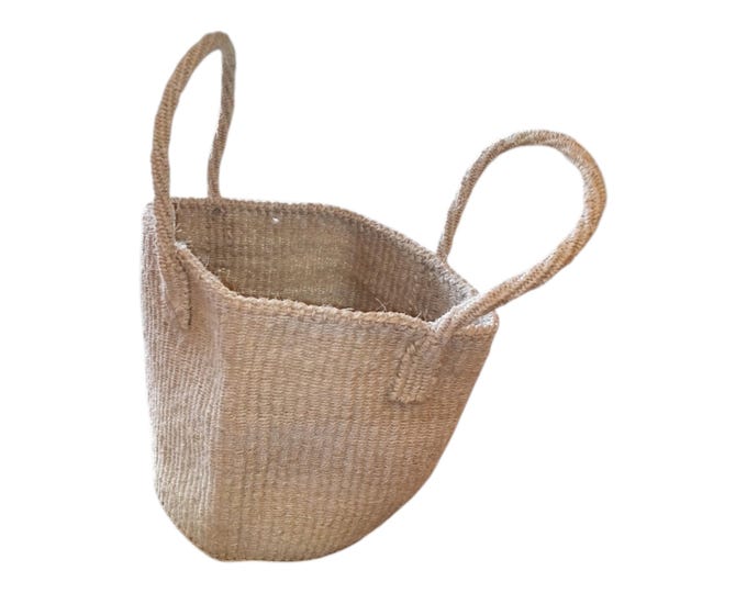 African Sisal Kiondo Handbag Beach Bag Handmade Valentine's Gift African Decor Shopping Bag Laundry Basket Fiber Art