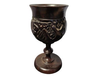 Hand-Carved Dark Wood Goblet: African Art Chalice