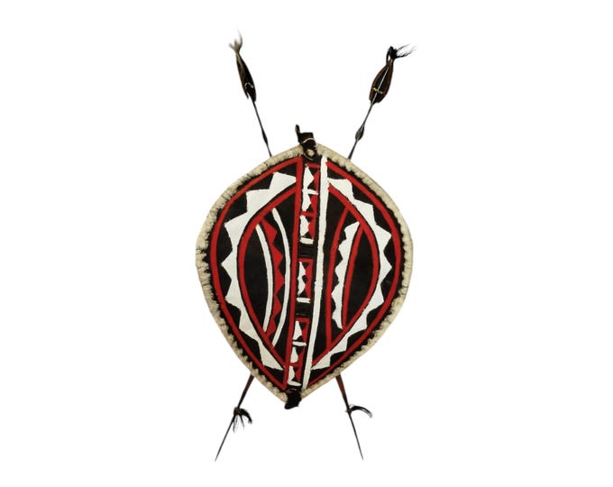 Defend & Conquer: Maasai Warrior Bundle (2 Spears and Shield) shield of your choice and 2 Maasai spears Easy to dismantle, easy to carry