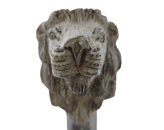 On Sale African Lion Head Jungle King Traditional Walking Cane | Status Stick | Pointing Stick | Maasai Stick