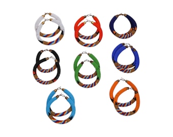 Bulk Set of 8 Zulu Beaded Bangle Pairs | 16 Rainbow African Hoop Bracelets | Handmade Geometric Seed Bead Jewelry