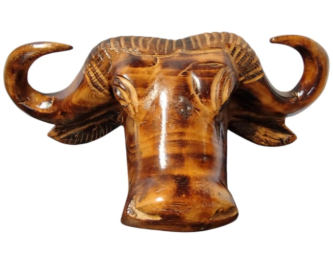 African Buffalo Sulpture Wall Decor (Handcrafted & Unique) African Art Decor Gift Collectible Handmade Display Decor Tribal Art