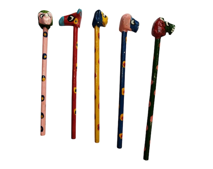 On sale   Hand-Carved Animal Pencils (African Safari Set of 5)