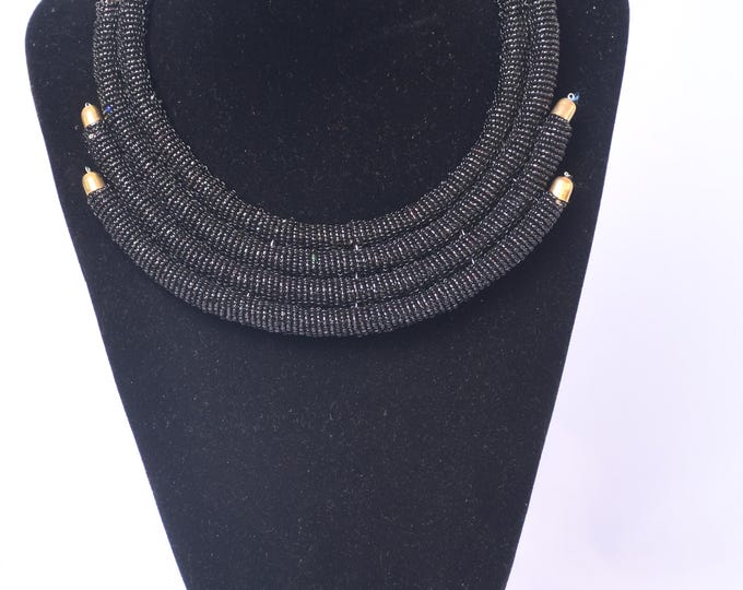 On SALE African Black 5 Tier Beaded necklace | Maasai Necklace | Stylish | Gift for Her | Masai Mara