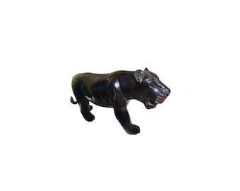 Elegant Ebony Lioness Sculpture Hand Carved African Art Black Wood Figurine Unique Home Decor Collectible Wildlife Gift For Her Powerful Art
