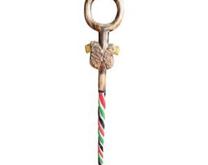 On Sale!! Hand-Carved Kenyan Lion Walking Cane: Cultural Art with National Colors Gentleman Royalty