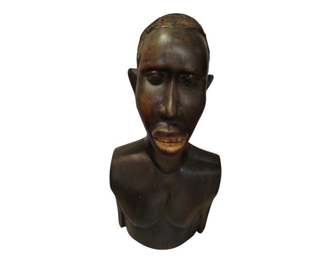 On sale!Hand-Carved Wooden African Bust with Expressive Features - Cultural Art Decor|Traditional Decor|home Decor