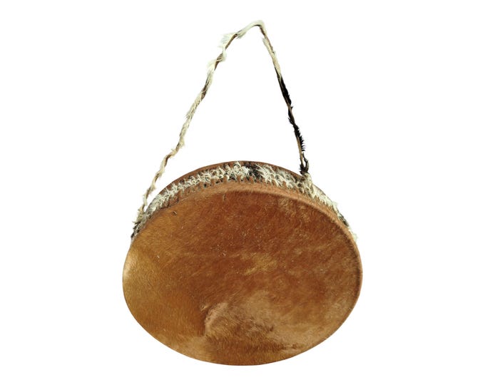 A Small Round African Drum Hand Made Wooden Drum Hide Rope Handle Kenyan Souvenir Decor Gift Collectible Display