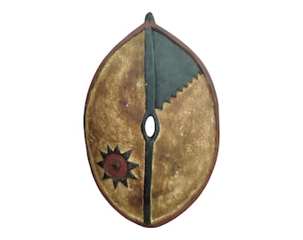 ON SALE!! East African Wooden Shield with Star and Zigzag Design Ceremonial Shield home decor Wall hanging