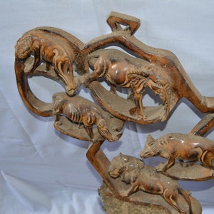 Big Five Animal Wall Hanging - Handcrafted Kenyan Rosewood Art Africa Safari