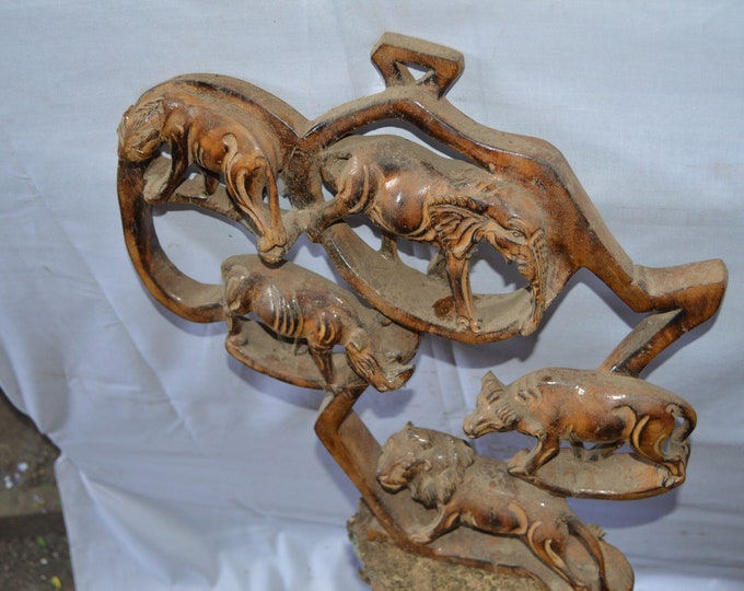 Big Five Animal Wall Hanging - Handcrafted Kenyan Rosewood Art Africa Safari