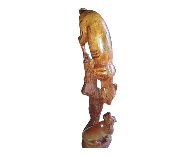 African Lioness Tree Carving Wood Statue Hand Carved Wildlife Art Figurine Home Decor Accent Piece Unique Gift