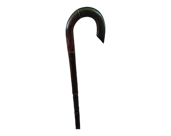 Ebony Rosewood Crook Handle Walking Stick: Handmade Gentleman's Cane