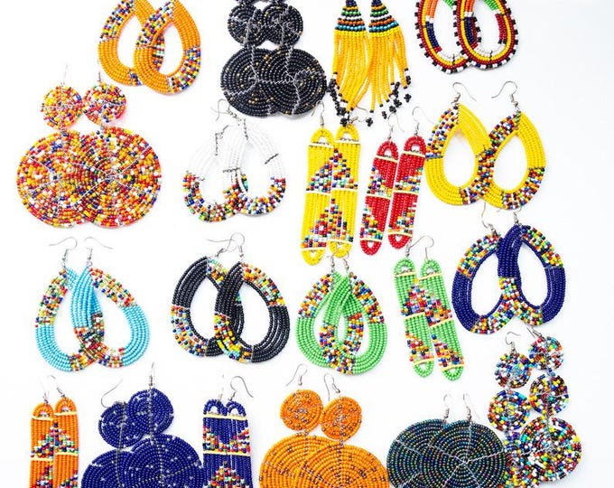 20 Pieces Beaded African Maasai | Women Earrings | Maasai mara | Dangle