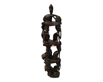 Hand-Carved Wooden Family Tree Sculpture: African Art Decor