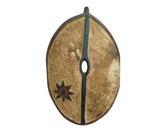 ON SALE!! Authentic East African Kikuyu Wooden Shield with Star Motif Ceremonial Shield home decor Wall hanging