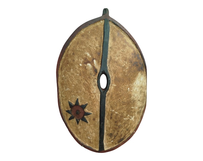 ON SALE!! Authentic East African Kikuyu Wooden Shield with Star Motif Ceremonial Shield home decor Wall hanging