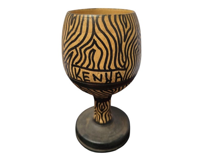 On sale !! Hand-Painted Wooden Goblet with Zebra Print Design - African Art Decor |Traditional Decor| Home Decor