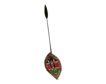 Defend with Tradition: Authentic Maasai Warrior Bundle (Spear & Shield) Maasai shield and 1 authentic iron spear