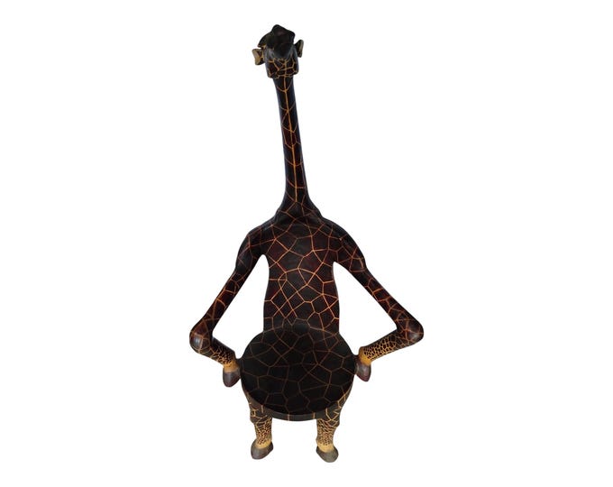 Hand-Carved Giraffe Chair (Whimsical Kenyan Accent Chair)  Art gift  Home Decor