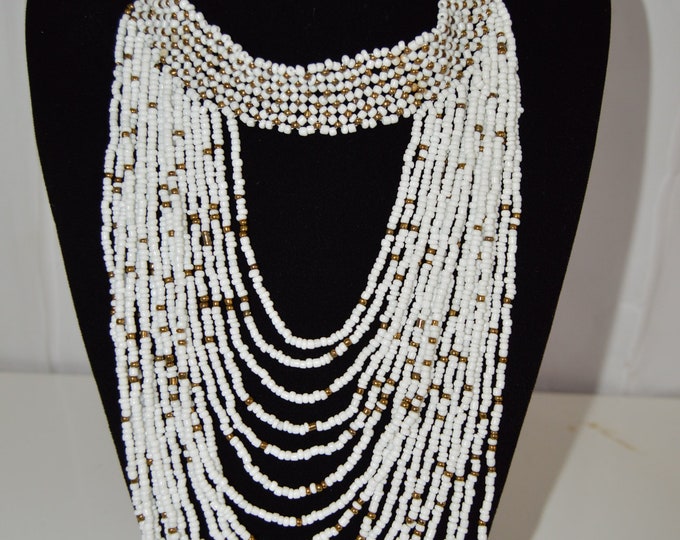 Beaded White African Necklace | Maasai Traditional | Gift for Her