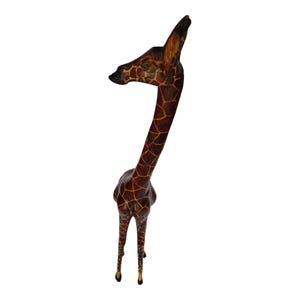 Hand-Carved Jacaranda Wood Giraffe Figurine - Majestic African Art Decor-Table top console top Art