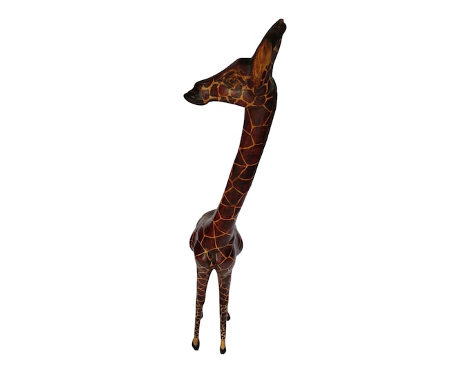 Hand-Carved Jacaranda Wood Giraffe Figurine - Majestic African Art Decor-Table top console top Art