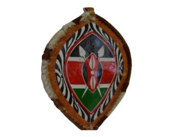 Handpainted Maasai Shield: Kenyan Flag Colors, Traditional African Decor