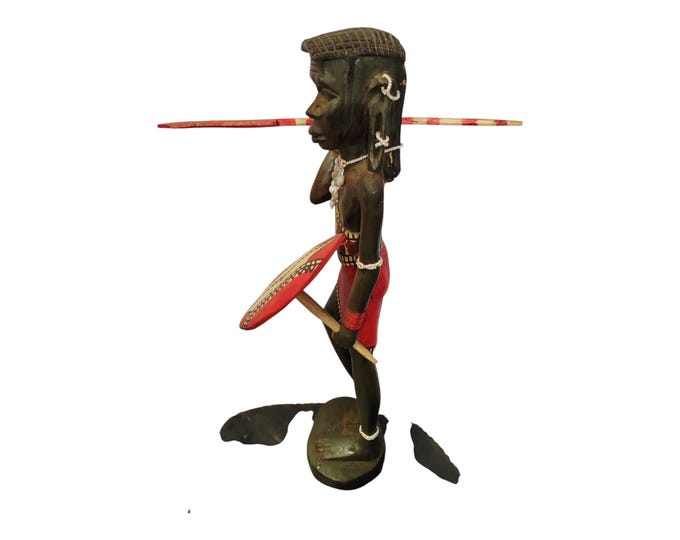 An African Warrior Wood Carving: Handmade Tribal Art Figurine home decor