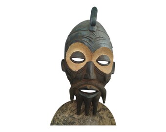 ON SALE!!Antique East African Carved Wooden Mask with Stylized Headdress home decor African art Wall art