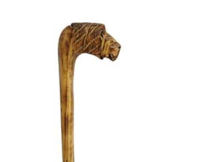 On Sale!!Hand-Carved Lion Head Walking Cane: Smoked Jacaranda Wood Art Piece Gentleman Royalty