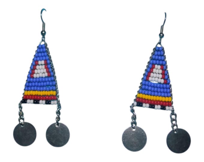 Beautiful Blue African Maasai Earrings | Masai Women Earrings | Beaded Earrings | Handmade Earrings | Kenya