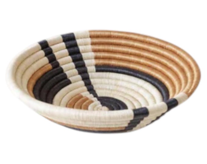 Handwoven Rwandan Basket Wall Decor, Natural Sisal Bowl, Neutral Boho Table Centerpiece, African Wall Hanging, Earthy Housewarming Gift