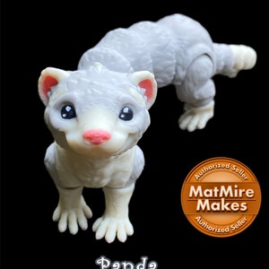 Ferret figure, 3D printed ferret gift, Panda ferret, articulating ferret, ferret decoration