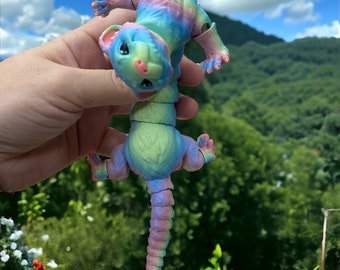 Ferret figure, 3D printed ferret gift, Rainbow ferret, articulating ferret, ferret decoration