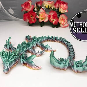 3D Printed Articulated Coral Reef Dragon | Dragon Fidget | 3D Printed | Pics of Actual Dragon | Flexi Dragon | Cinderwing3D | Unique Gift
