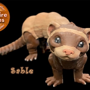 Ferret figure, 3D printed ferret gift, Sable ferret, articulating ferret, ferret decoration