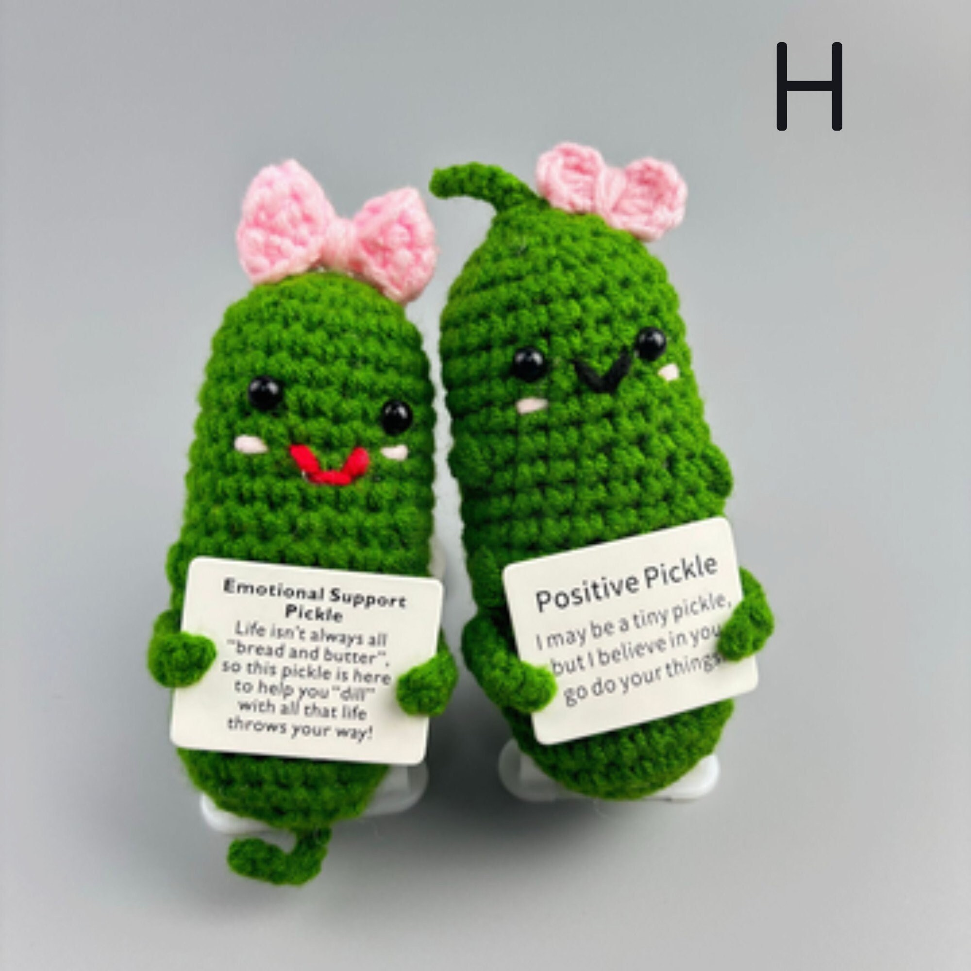 1pc Handmade Emotional Support Pickle Gift, Cucumber Knitting Doll  Emotional Encouragement Gifts With Wooden Base Cute Knitted Cucumber Reduce  Pressur