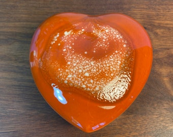 Vintage Ceramic Heart Shaped Trinket Box MCM Mid Century Boho