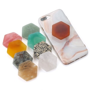 Hexagon Custom Crystal Pop Socket (natural gemstone)