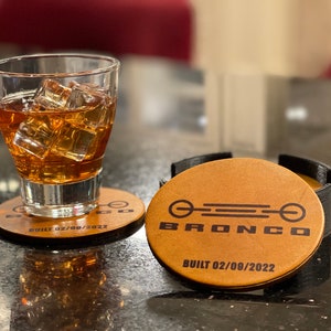 Bronco Themed Leather Coasters