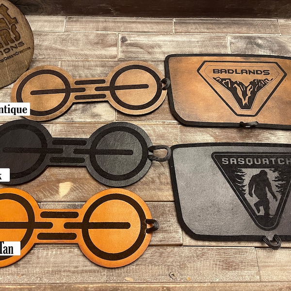 Ford Bronco Leather Tray & Cup Holder Insert | 2021–2024 | Custom Bronco Logo | Handmade Leather (Automatic Transmission)