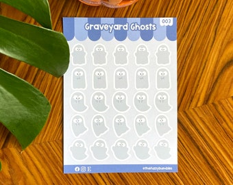 Graveyard Ghosts sticker sheet - Gravestones - Cute Kawaii Journal notebook planner sticker sheet