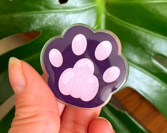 Paarse teenboon pin badge - kitten kat pootafdruk decoratie cadeau