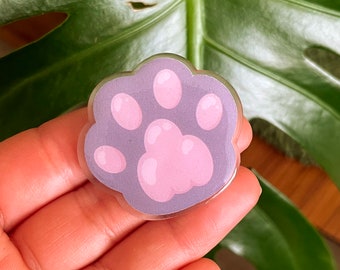 Grijze tabby toe bean pin badge - kitten kat pootafdruk decoratie cadeau